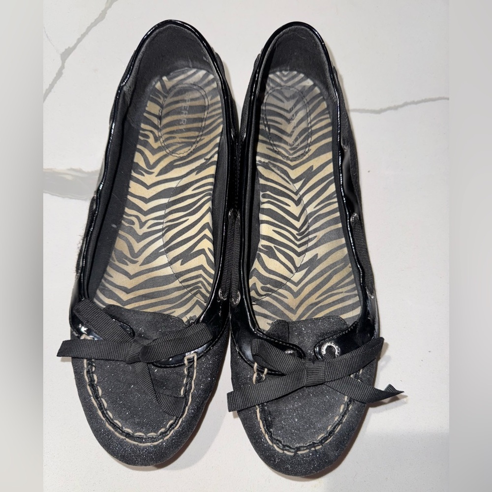 Sperry Women’s Flats Black Glitter 9